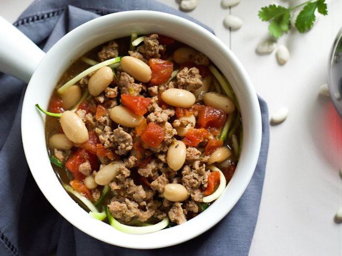 Sausage and White Bean Soup with Zucchini Noodles